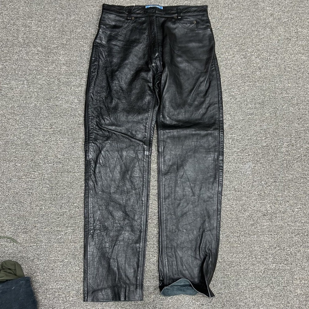 Xelement Leather Pants Womens 12 Black Straight Leg Biker High Waisted Trousers